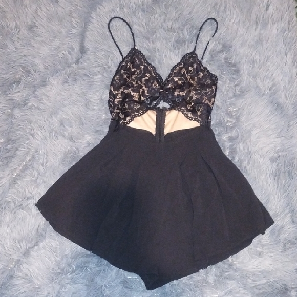 SHEIN Pants - SHEIN Black Lace Cutout Romper